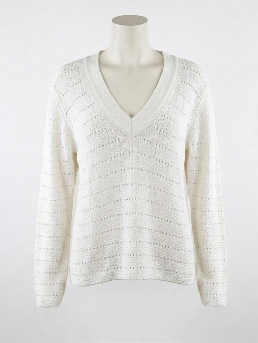 NWT White Label Organic Cotton Knitted V Neck Ivory Cardigan Sweater Size XL